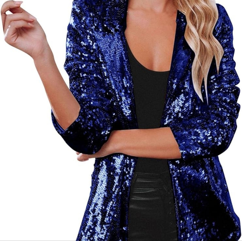 C by One Navy Blue Sequin Blazer size S NWT